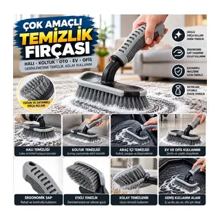 Saplı Halı, Koltuk ve Araç Temizlik Fırçası – Çok Amaçlı İç & Dış Oto, Ev ve Ofis Kullanımı İçin Ergonomik Temizlik Aparatı