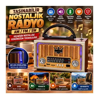 Taşınabilir Klasik AM/FM/SW Retro Nostaljik Radyo