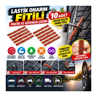 10 Adet Lastik Onarım İçin Lastik Tamir Fitili Yedek Lastik Fitili