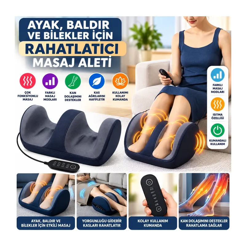 Ayak,Baldır ve Bilekler İçin Rahatlatıcı Kumandalı Masaj Aleti