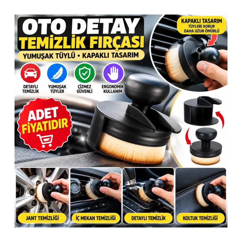 Oto Detay Temizlik Fırçası Yumuşak Tüylü Kapaklı Temizlik Fırçası (adet fiyatıdır)