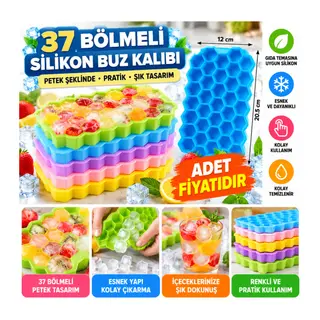 37 Bölmeli Slikon Petek Şeklinde Buz Kalıbı - Stokta Olan Renk Gönderilir (adet fiyatıdır)
