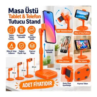 Masa Üstü Tablet ve Telefon Tutucu Plastik Aparat Turuncu Telefon Standı(adet fiyatıdır)
