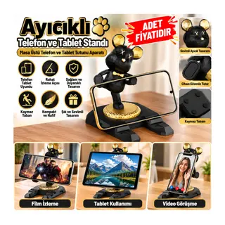 Ayıcıklı Telefon ve Tablet Standı Masa Üstü Telefon ve Tablet Tutucu Aparatı (adet fiyatıdır)