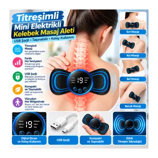 Titreşimli USB Şarj Aletli Mini Elektrikli Kelebek Masaj Aleti