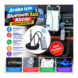 Araba için Bluetooth Aux Alıcısı Wireless Araç Kiti (adet fiyatıdır)