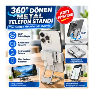 360 derece Dönen Tüm Telefon Tipleri İle Uyumlu Metal Telefon Standı Braket (adet fiyatıdır)