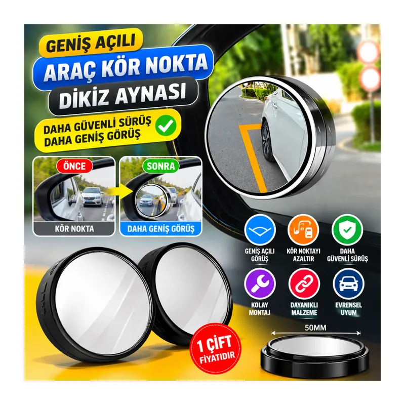 Otomobil Geniş Açılı Araç Kör Nokta Dikiz Aynası Dikiz Aynası 1 Çift