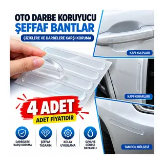 Oto Darbe Koruyucu Şeffaf Kendiliğinden Yapışkanlı Bantlar 4 Adet