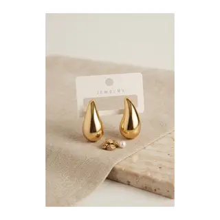 Gold Renk Damla Küpe 30 mm