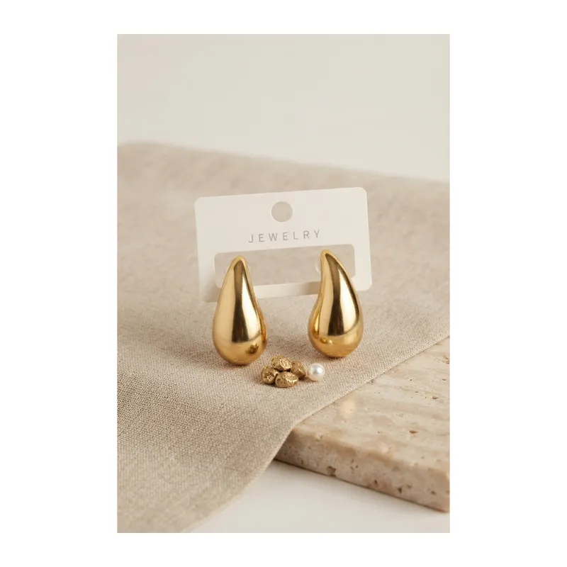 Gold Renk Damla Küpe 30 mm