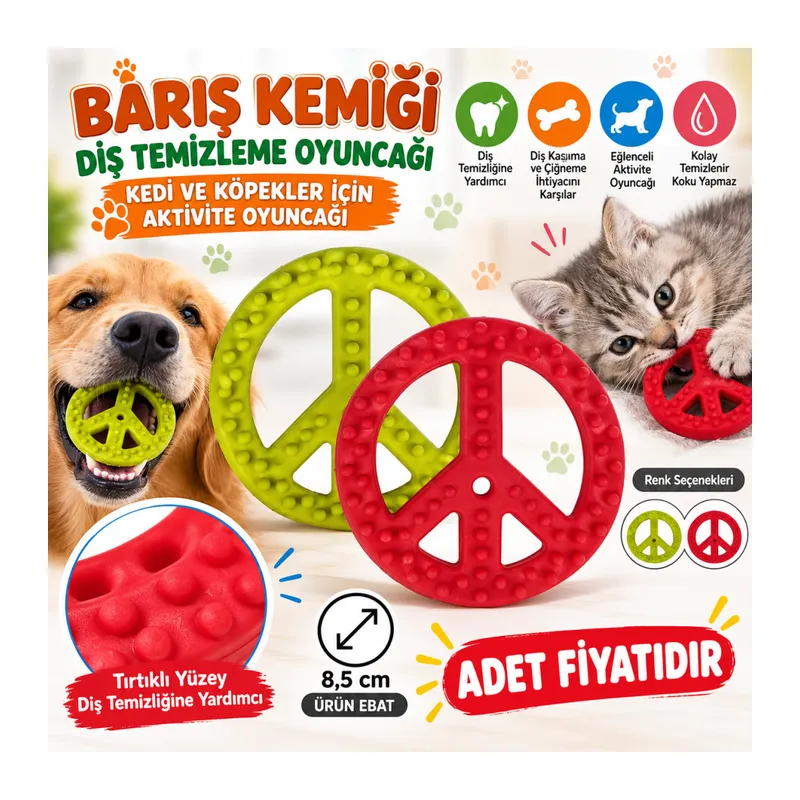 Barış Kemiği Renkli Diş Temizleme Kedi Köpek Aktivite Oyuncağı(adet fiyatıdır)