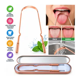 Bakır Oil Pulling Yağ Çekme Dil Plak Temizleme Aleti Dil Fırçası Sıyırıcı Dil Kaşığı (adet fiyatıdır)