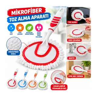Mikrofiber Duster Toz Leke Kir Alıcı Temizleyici Tutacaklı Temizlik Bezi Aparatı Malzemesi(adet fiyatıdır)