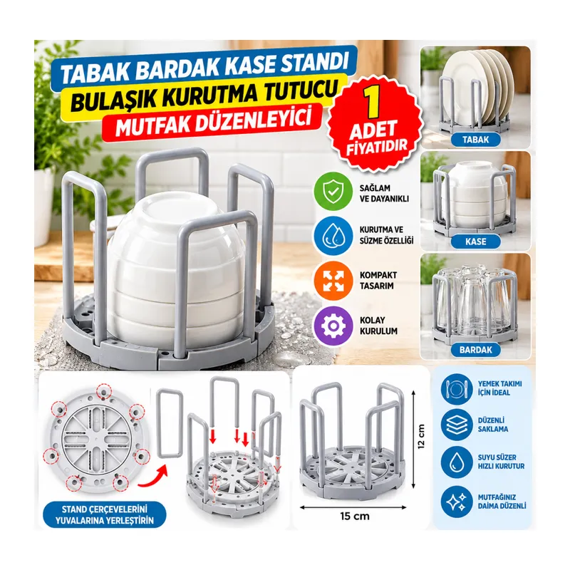 Tabak Bardak Kase Standı Bulaşık Kurutma Tutucu Mutfak Düzenleyici Organizatör (adet fiyatıdır)
