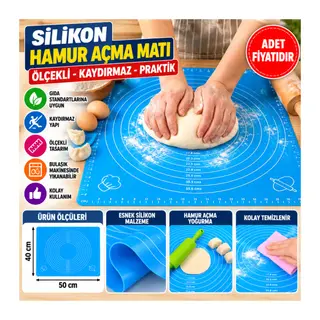 40*50 cm Silikon Ölçekli Kullanımı Kolay Hamur Açma Matı Ekmek Mantı Makarna Hamuru Yoğurma (adet fiyatıdır)