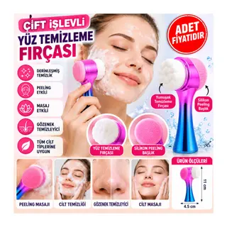 Çift İşlevli Renkli Cilt Yüz Temizleme Fırçası Peeling Masaj Etkili Gözenek Temizleyici Alet (adet fiyatıdır)