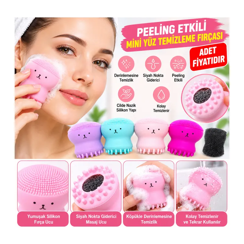 Peeling Etkili Mini El Yüz Cilt Temizleme Fırçası Silikon Temizlenmesi Kolay Siyah Nokta Gi