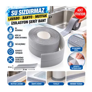 Gri Su Sızdırmaz Banyo Mutfak Lavabo Küvet İzolasyon Şerit Bant (adet fiyatıdır)