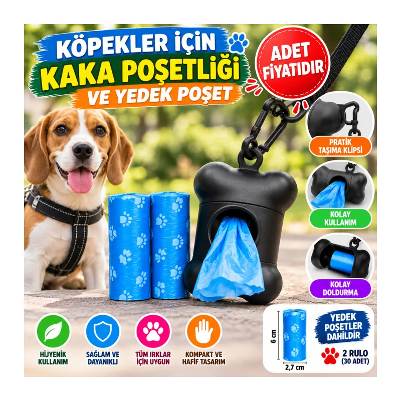 Köpeğiniz İçin Kaka Poşetliği Ve Yedek Poşet