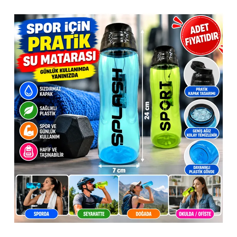 Su Matarası Darbeye ve Isıya Dayanıklı Sızdırmaz Kapaklı Suluk