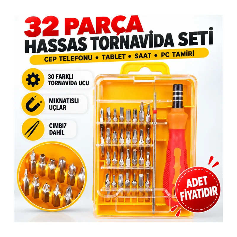 32 Parça Cep Telefonu Pc Tablet Mini Tornavida Seti Tamir Takımı