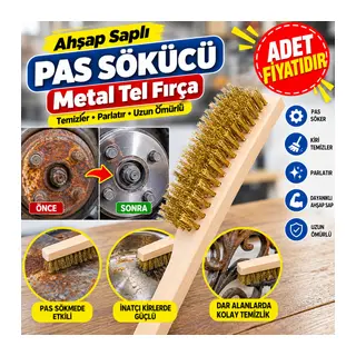 Metal Telli Fırça Ahşap Saplı Pas Kir Sökme Temizleme Fırçası (adet fiyatıdır)