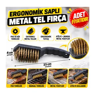 Metal Tel Fırça Plastik Saplı Pas Kir Sökme Temizleme Fırçası (adet fiyatıdır)