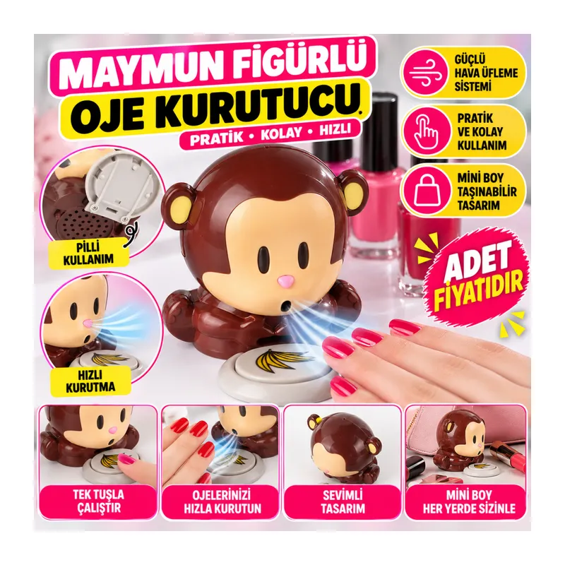 Maymun Figürlü Hava Üfleyen Pratik Kolay Hızlı Oje Kurutucu (adet fiyatıdır)