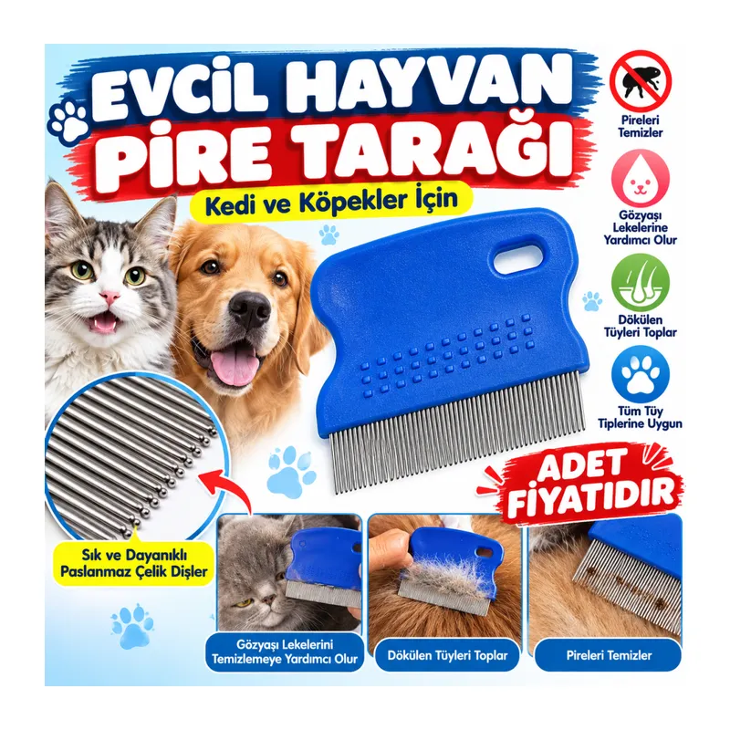 Evcil Hayvan Kedi Köpek Pire Tarağı ve Köpek Gözyaşı Lekesi Tarağı(adet fiyatıdır)