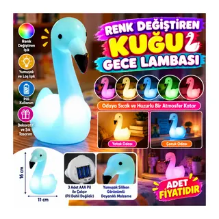 Dekoratif Işık Altında Renk Değiştiren pilli Kuğu Gece Lambası (adet fiyatıdır)