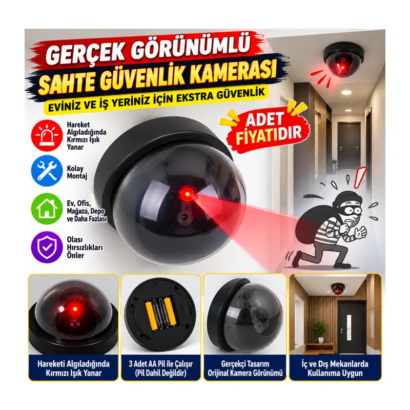 Gerçek Görünümlü Maket Güvenlik Kamerası (adet fiyatıdır)