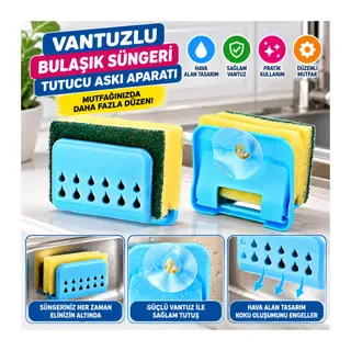 Mutfak Lavabo Vantuzlu Bulaşık Süngeri Askısı Aparatı
