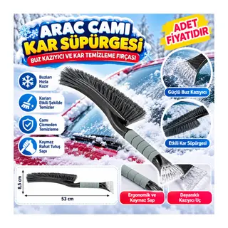 Araç Camı Kar Süpürgesi Buz Kazıyıcı ve Kar Temizleme Fırçası (adet fiyatıdır)