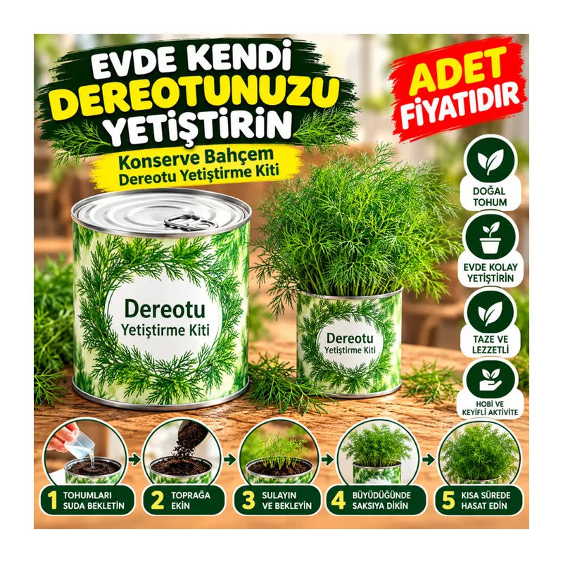 Evde Konservede Dereotu Yetiştirme Kiti Aparatı (adet fiyatıdır)