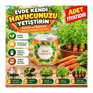 Konserve Bahçem Evde Konservede Havuç Yetiştirme Büyütme Kiti