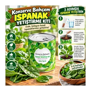Konserve Bahçem Evde Konservede Kolay Ispanak Yetiştirme Kiti