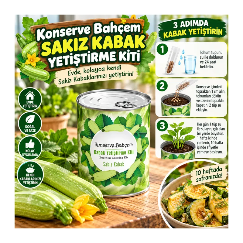 Konserve Bahçem Evde Konservede Sakız Kabak Yetiştirme Kiti