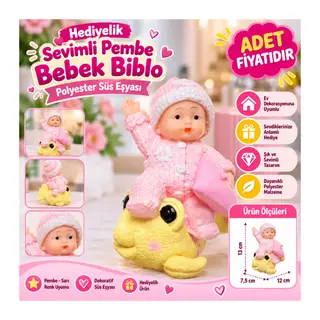 Hediyelik Sevimli Pembe Bebek Biblo Polyester Süs Eşyası (adet fiyatıdır)