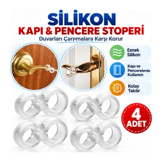 Silikon Kapı & Pencere Vurma Önleyici Stoper Kapı Tamponu 4 Adet