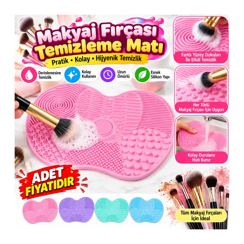 Pratik Kolay Makyaj Fırçası Temizleme Matı Aparatı Aleti (adet fiyatıdır)