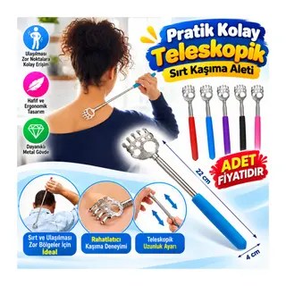 Pratik Kolay Teleskopik Metal Sırt Kaşıma Kaşağı Aleti Aparatı(adet fiyatıdır)