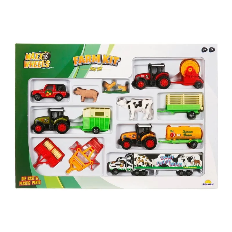 S00019404 Sun-pıo-mxx-dc Çiftlik Set Traktörlü 14 Prç Byk