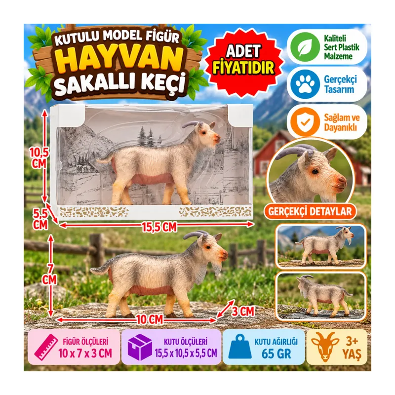 Kutulu Model Figür Hayvan Sakallı Keçi 7 cm (adet fiyatıdır)