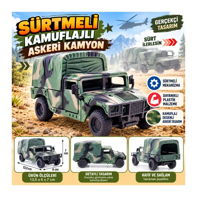 Sürtmeli Kamuflajlı Askeri Kamyon