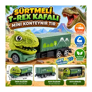 Sürtmeli T-Rex Kafalı Mini Konteynır Tır