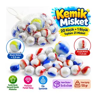 Kemik Misket File içerisinde 20 küçük 1 büyük Misket