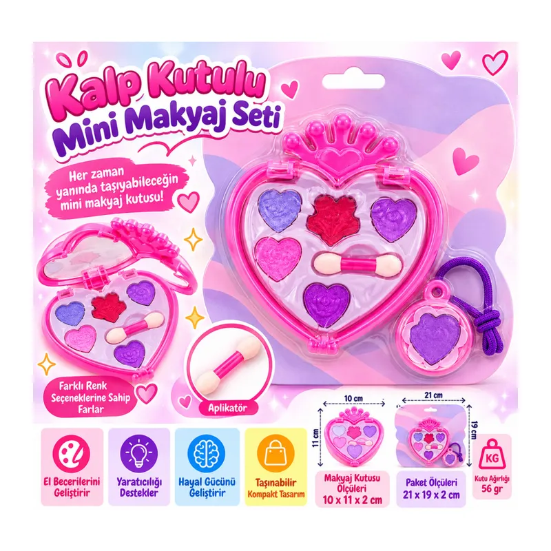 Kalp Kutulu Mini Makyaj Seti
