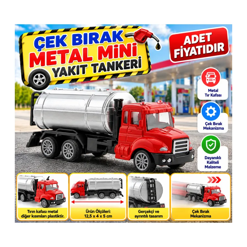 Çek Bırak Metal Mini Yakıt Tankeri (adet fiyatıdır)