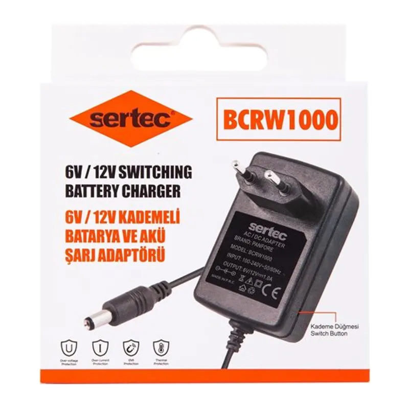 BCRW1000 6V/12V 1A Kademeli Batarya ve Akü Şarj Adaptörü